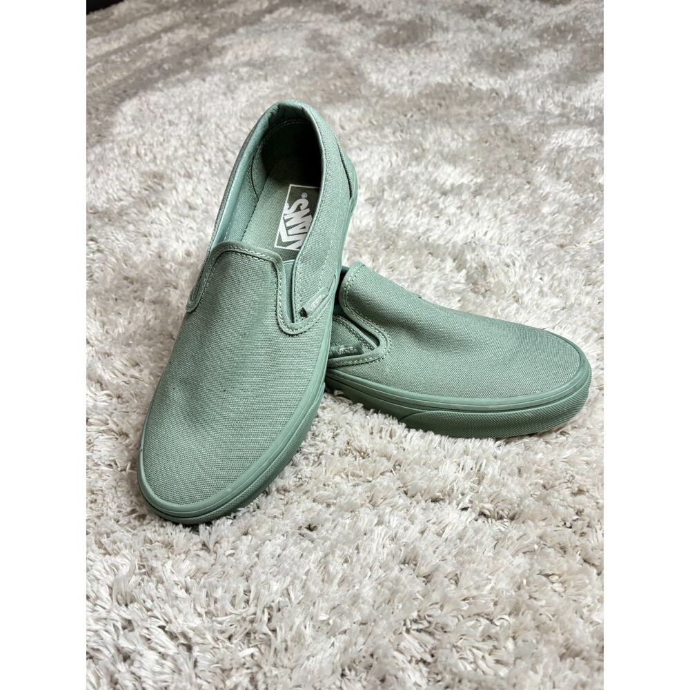 Vans Slip-On Canvas Sneakers in Sage Green - Picture 5 of 5